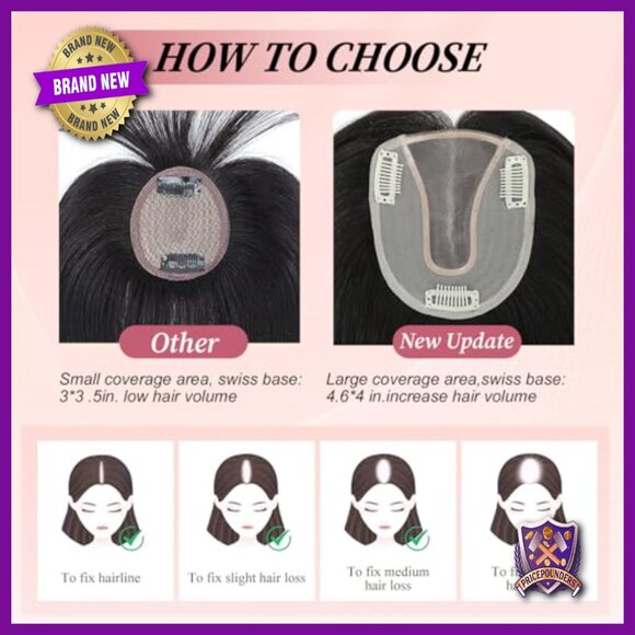 Real Human Hair Topper with Mono Base for Thinning Hair, 12 Inch main image 6